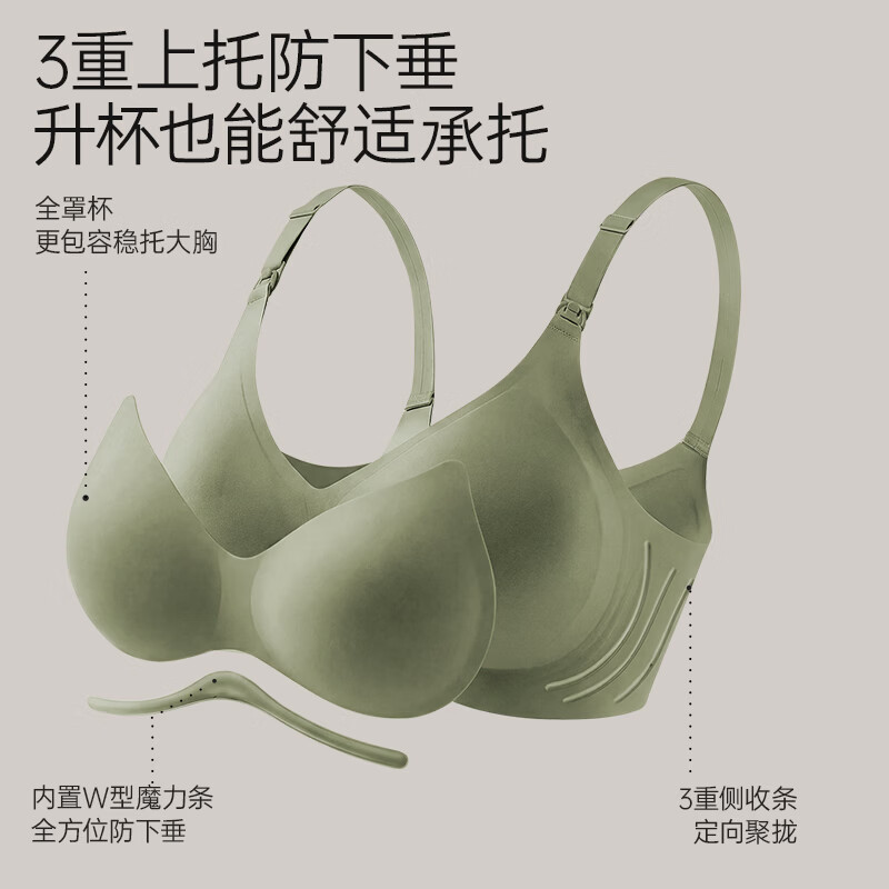 ROVO 哺乳内衣孕妇期专用聚拢产后喂奶无痕收副乳文胸罩 裸肤色 L 29.9元（需