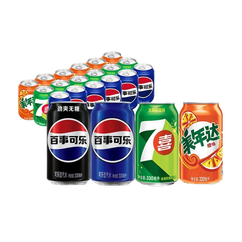 pepsi 百事 可樂七喜美年達無糖330ml*18罐碳酸飲料氣泡汽水整箱罐裝 26.9元