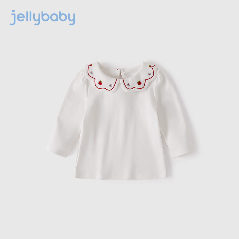 JELLYBABY2024春秋新款儿童T恤宝宝帅气女童春季翻领春装打底衫 米白 80CM ￥39.9