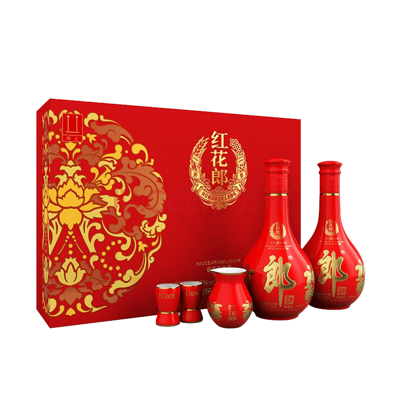 郎酒 红花郎 53度 酱香型白酒 500mL 红十礼盒2瓶装 445元(需用券)