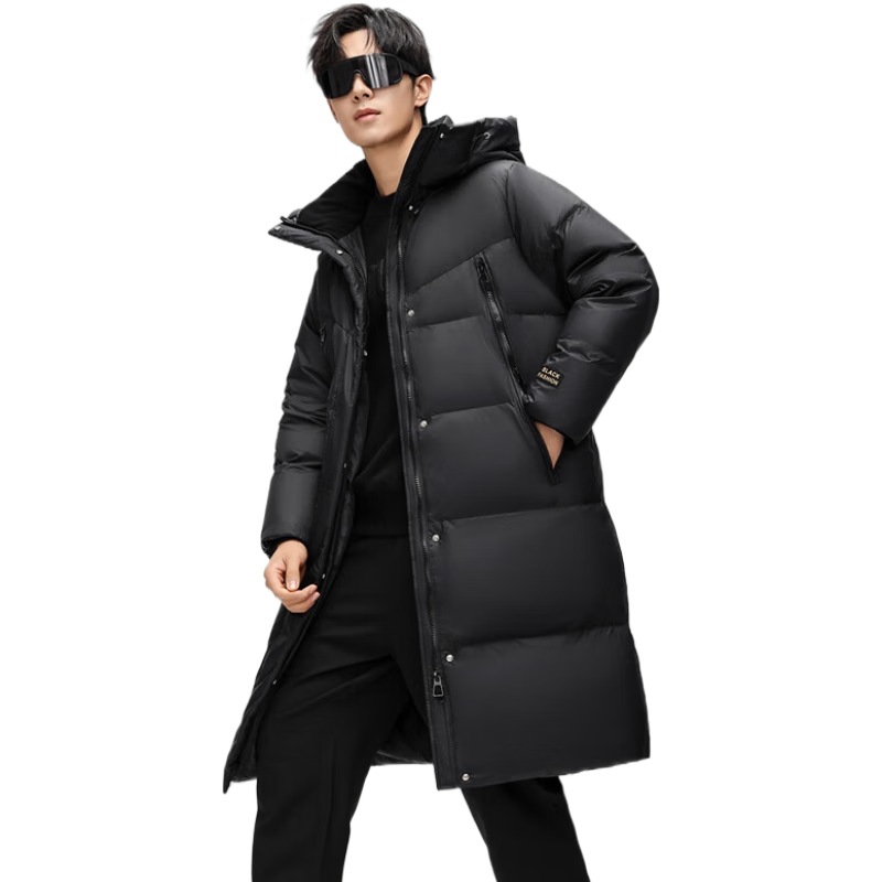 YAYA 鸭鸭羽绒服 金羽绒服男女长款2024冬季极寒保暖过膝加厚零下40度外套 黑