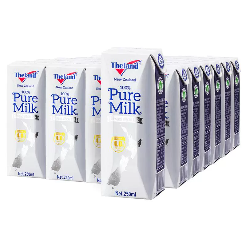 Theland 纽仕兰 新西兰纽仕兰4.0g蛋白质全脂纯牛奶250ml*24盒高钙早餐奶 ￥74.8