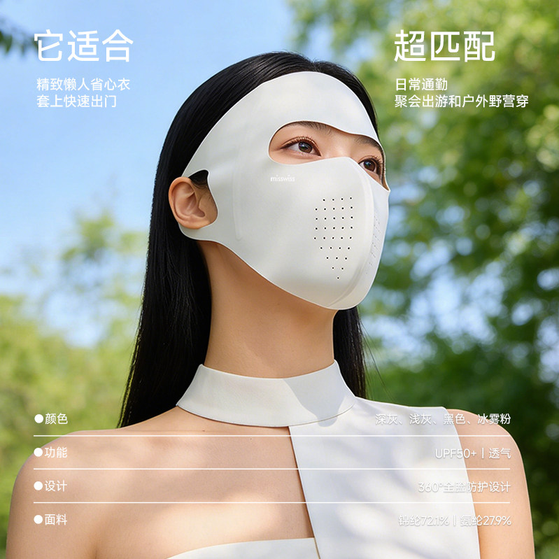 MISSWISS 防紫外线 女士防晒面罩 15.9元（需用券）