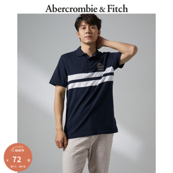 Abercrombie & Fitch 男装 美式复古刺绣徽章Logo翻领Polo 326002-1 ￥70.22