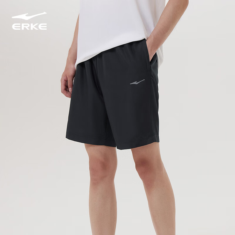 ERKE 鸿星尔克 男款运动短裤 正黑-3003 30.32元（需用券）
