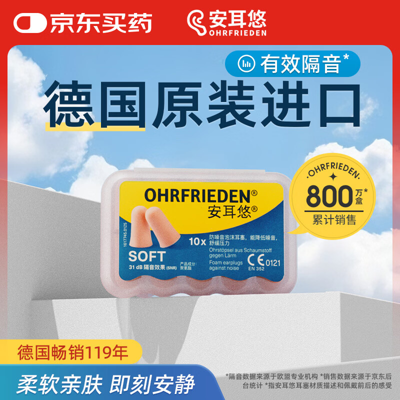 PLUS会员：安耳悠 耳塞 OHRF-06177 肤色 soft 5副装 22.6元