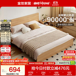 全友 家居 北欧原木风主卧室家用双人大床1.8米x2米现代简约板式床家具 626.29元 - 86线报 全友 家居 北欧原木风主卧室家用双人大床1.8米x2米现代简约板式床家具 626.29元 - 86线报