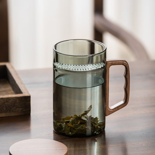 LVDAYS 绿拾光 月牙玻璃杯泡茶杯 [带盖款] 青灰月牙杯 24.9元（需用券）
