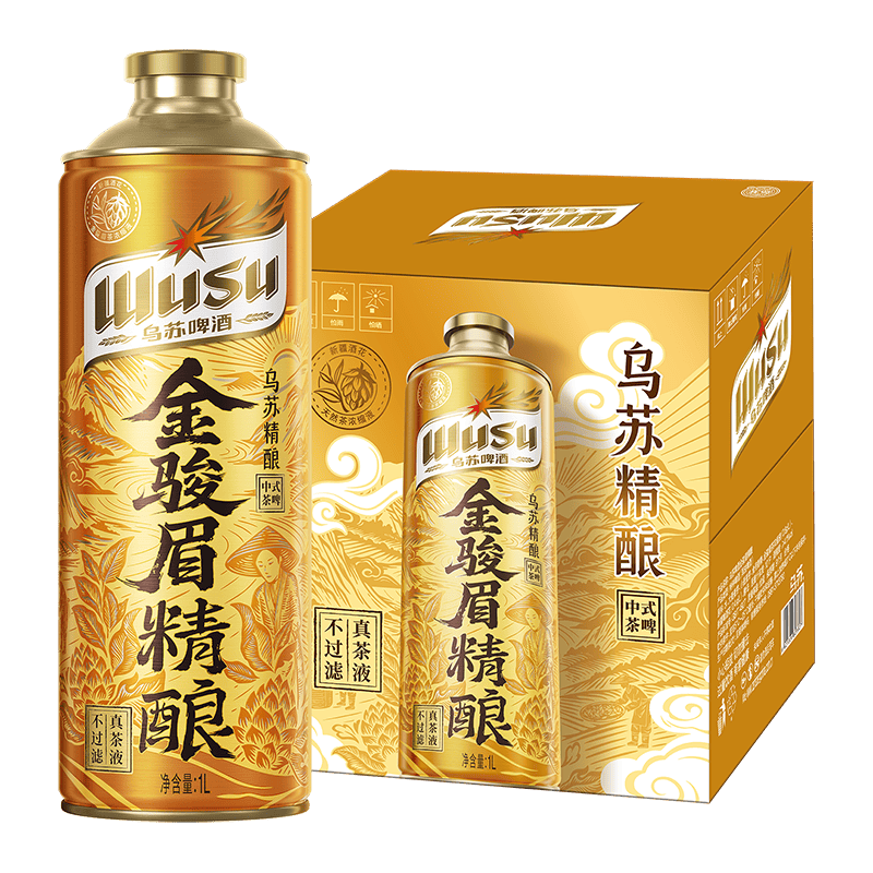 乌苏啤酒 京东自营金骏眉茶啤精酿1L*6罐整箱装临期产品 49元