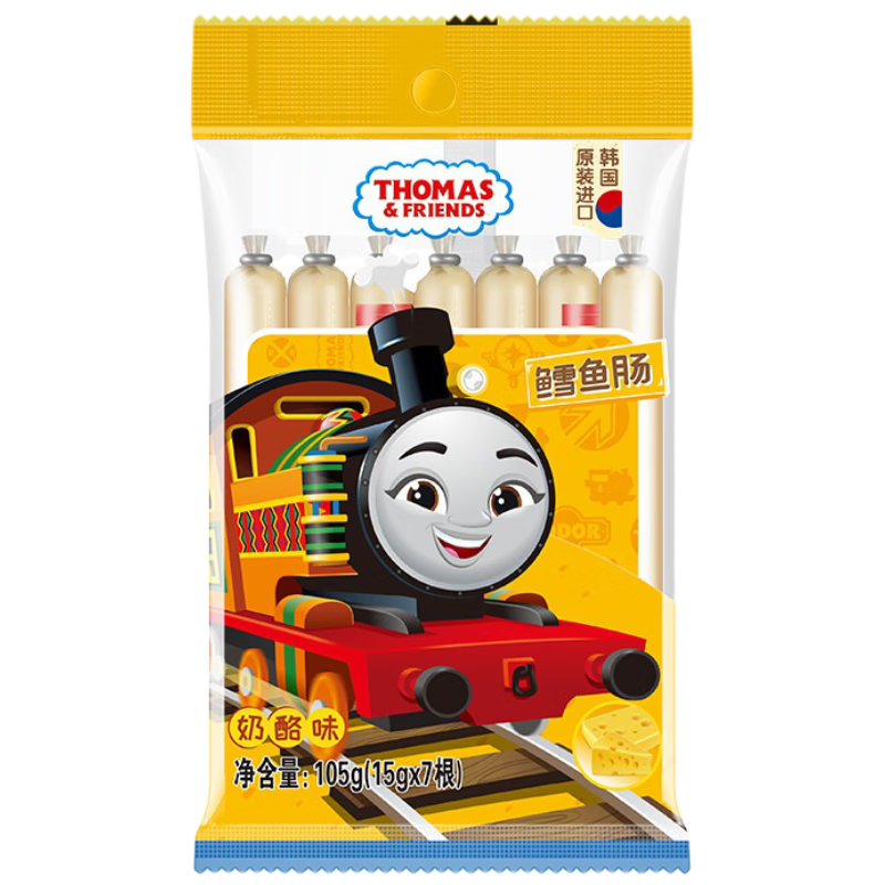 临期：小火车（THOMAS & FRIENDS）托马斯韩国进口宝宝零食鳕鱼肠 奶酪味105g*2