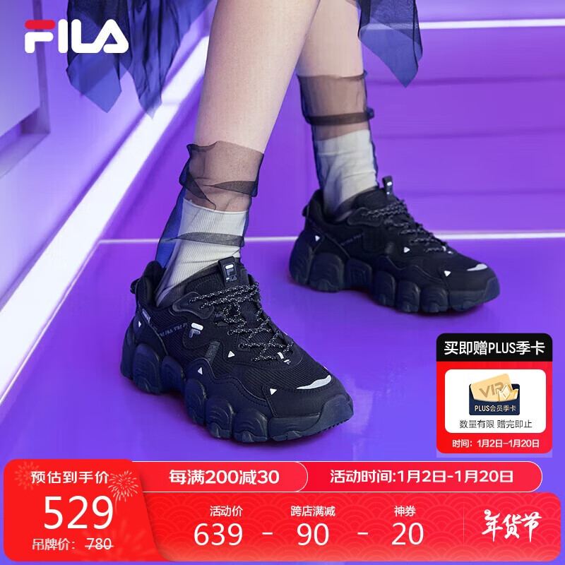 FILA 斐乐 猫爪3代 女子休闲运动鞋 F12W144123F-BK 黑色 38.5 529元