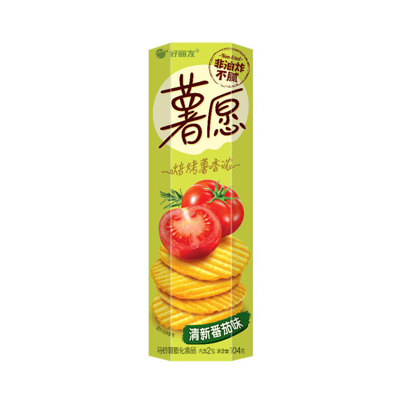 plus会员，需首购礼金:好丽友（orion）薯愿清新番茄味104g *2件 9.2元（合4.6元/