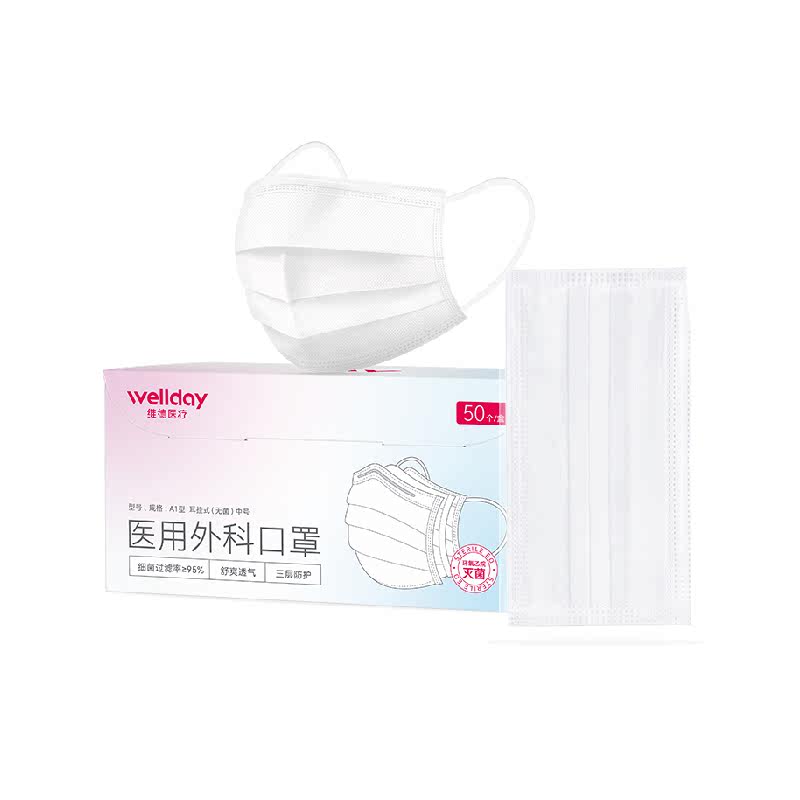 维德 医疗医用外科口罩独立包装一次性医疗口罩防护灭菌级透气夏季 11.2元