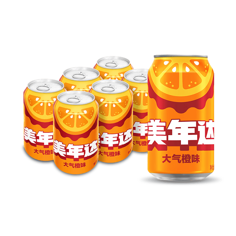 百事可乐 美年达 橙味碳酸饮料 330ml×6听 6.9元 包邮