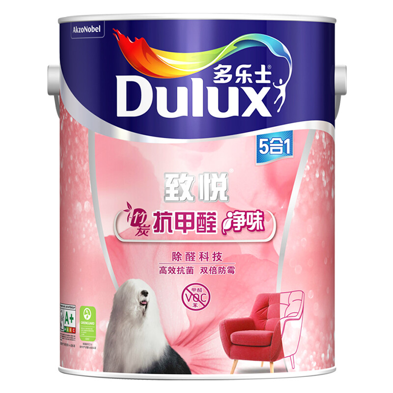 Dulux 多乐士 致悦系列 A8146 竹炭抗甲醛墙面漆 白色 5L 295元