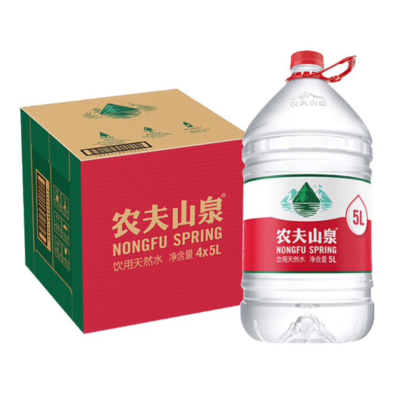 农夫山泉 饮用水 饮用天然弱碱性水5L*4桶 整箱装 桶装水随机包装 33.8元