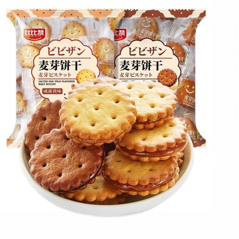 bi bi zan 比比赞 黑糖咸蛋黄麦芽夹心饼干单独小包装小零食小吃休闲食品尝鲜 5.28元