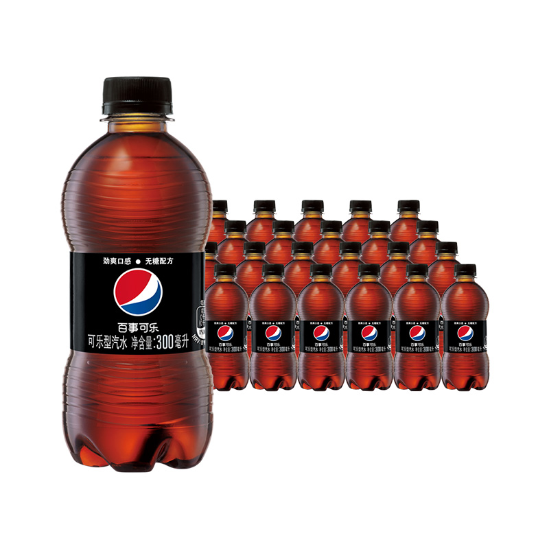 pepsi 百事 可乐 无糖 Pepsi 碳酸饮料 汽水 迷你 300ml*24瓶 饮料整箱 百事出品 25
