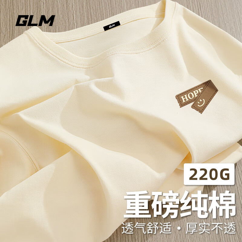 GLM 220g重磅100﹪纯棉男士T恤 *2件 49.8元（24.9元/件、包邮）