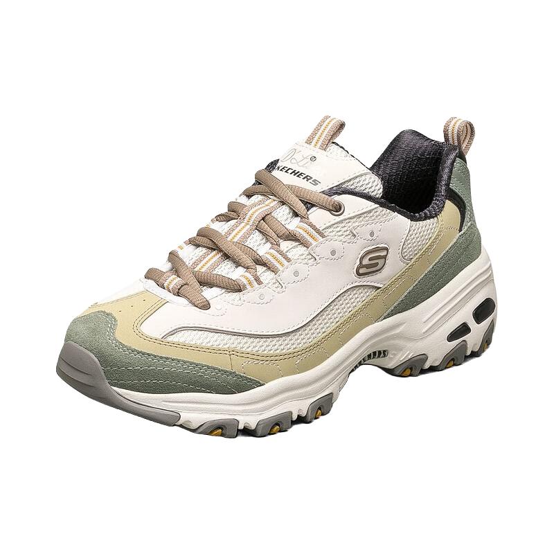 斯凯奇 休闲运动鞋女跑步鞋子女士厚底增高百搭13167 橄榄绿/NTOL 37---券后169元