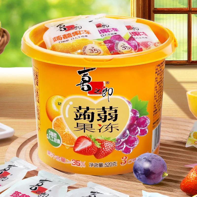 喜之郎 蒟蒻果冻桶 香橙草莓百香果 520g*1桶 9.95元 - 线报酷