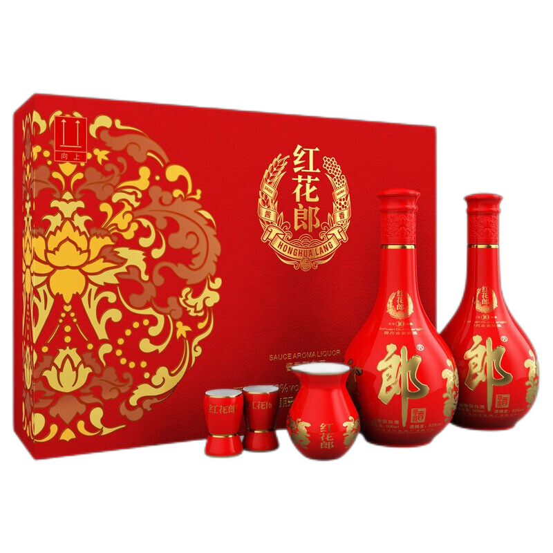 plus会员：郎酒 红花郎十(10) 酱香型 53度 500mL 2瓶 礼盒装 489.81元（合244.9元/