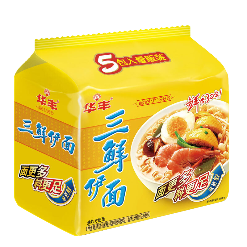 华丰 三鲜伊面 方便面 原味 86g×5袋