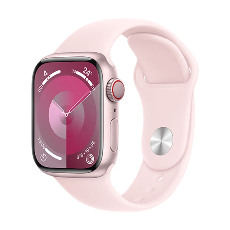 plus会员：Apple 苹果 Watch Series 9 智能手表 GPS+蜂窝网络款 41mm 粉色铝金属表壳