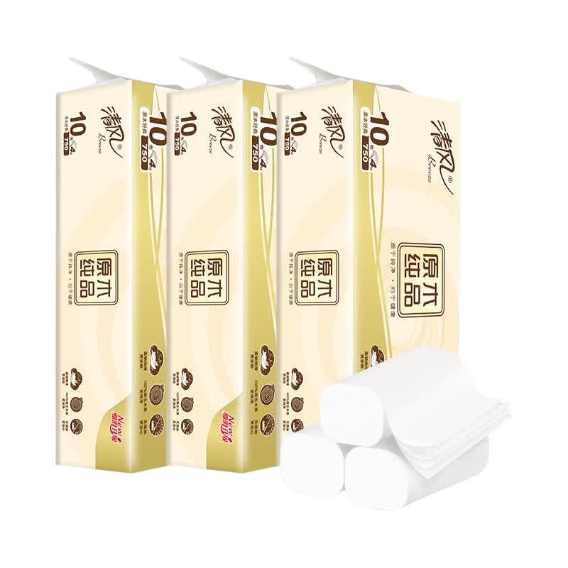 清风 卷纸厕纸无芯卷纸大克重4层厚实擦屁屁家用囤货装 4层 75g/卷*30卷 22.9