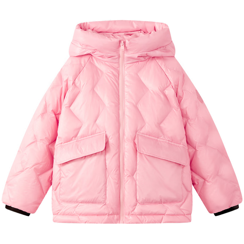 马骑顿 男童25冬学院风女童面包服保暖连帽羽绒服 粉红 140 194元（需用券）