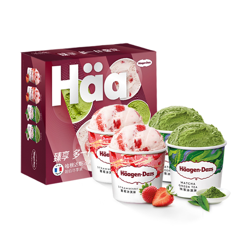 Häagen·Dazs 哈根达斯 冰淇淋四杯礼盒装草莓抹茶味324g 81.7元