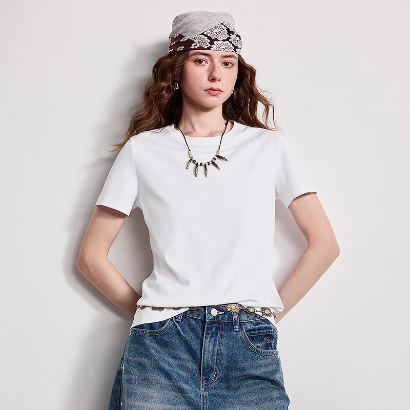 初语 早八液氨t纯棉T恤（多色可选） 82.37元