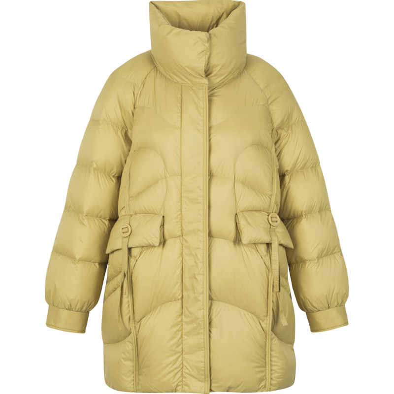 衣香丽影 一手长羽绒服女2024年冬季宽松立领保暖中长款外套 桂圆黄 L 244元