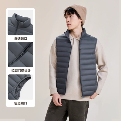 百亿补贴：雪中飞 2025秋季男士潮立领排骨短款羽绒马甲背心 基础休闲款 77.