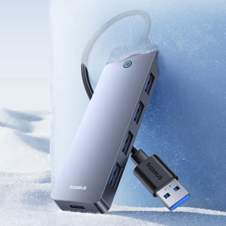 PLUS会员、概率劵：BASEUS 倍思 USB3.0扩展坞分线器 疾速USB3.0*4 旗舰带供电款 24