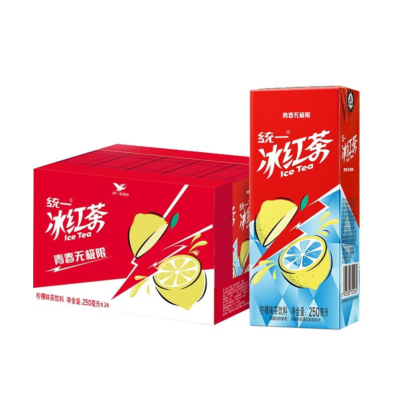 统一 冰红茶柠檬饮料囤货饮料整箱聚餐宅家出游柠檬味茶饮品 250ml 24盒 22.09