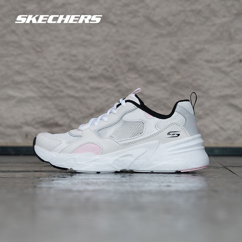 Plus会员：斯凯奇（Skechers）女鞋透气老爹鞋马卡龙色系老爹鞋时尚潮流舒适