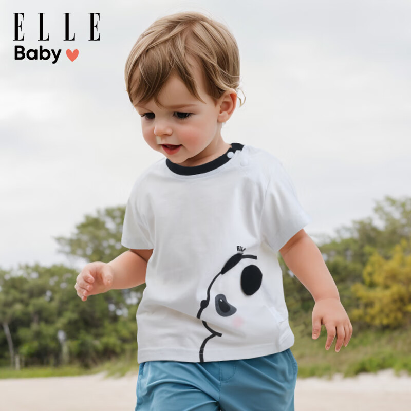 ELLE BABY 儿童T恤动物卡通图案棉 白色熊猫 11.8元（需用券）