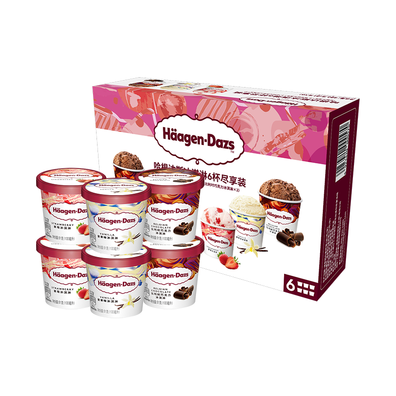 哈根达斯 法国冰淇淋礼盒 81g*6杯 77.47元（需用券）