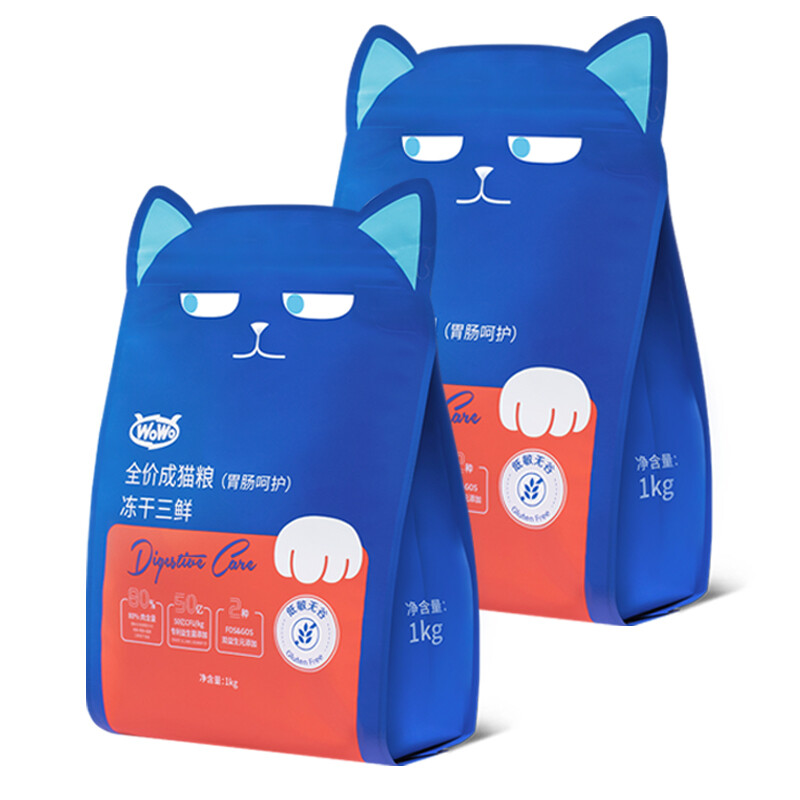 WOWO 喔喔 冻干三鲜全价猫粮 经典海苔味 3kg（赠 试吃5袋+猫条5支） 105.16元（