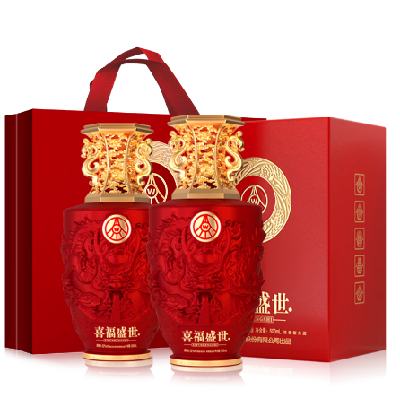 PLUS会员：五粮液 喜福盛世 吉祥如意 浓香型 52度500ml*2瓶 151.51元包邮