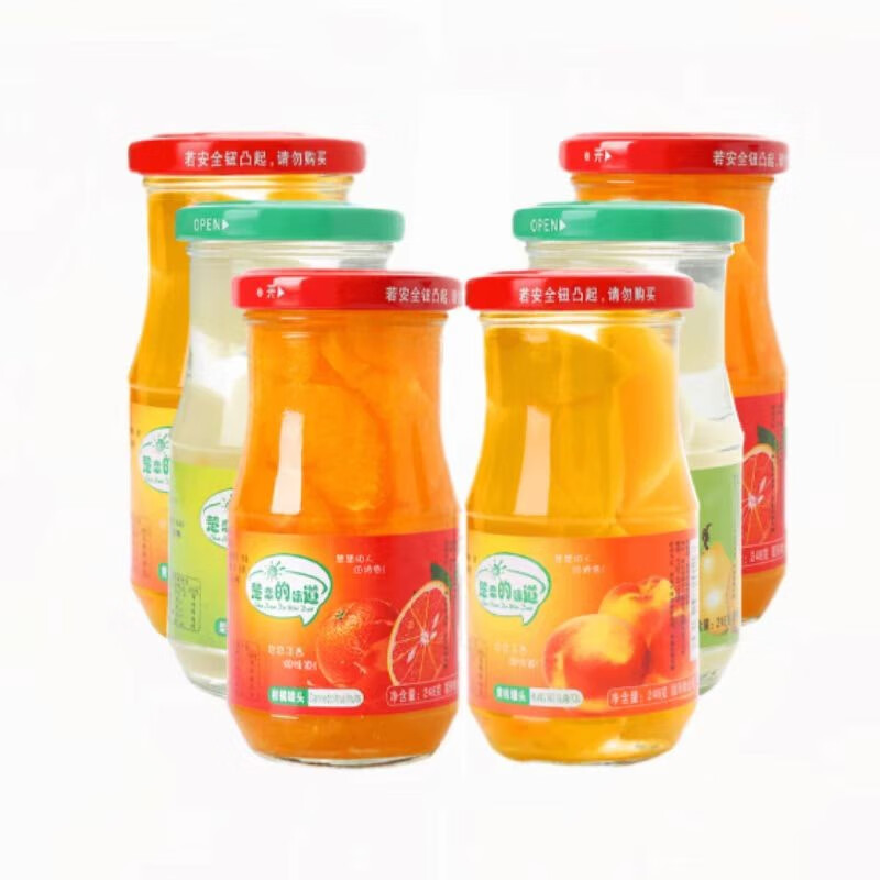 楚恋 多口味水果罐头桔子雪梨黄桃共6瓶1488克新鲜水果整箱 混合装 19.9元（