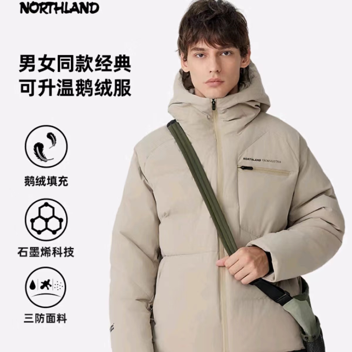 PLUS会员：NORTHLAND 诺诗兰 90鹅绒高蓬升温三防羽绒服 891.46元（需用券）