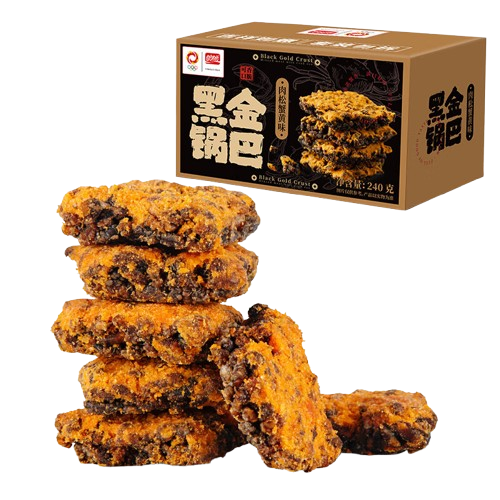 盼盼 黑金锅巴肉松蟹黄味宿舍零食小吃办公下午茶休闲食品酥脆锅巴 肉松