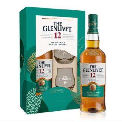 ThE GLENLIVET格兰威特 12年700ml陈酿 苏格兰单一麦芽威士忌 洋酒 双杯礼盒装*3