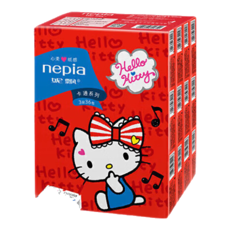 Nepia 妮飘 手帕纸 3层10抽*36包hello kitty凯蒂卡通无香印花 13.09元（需领券）