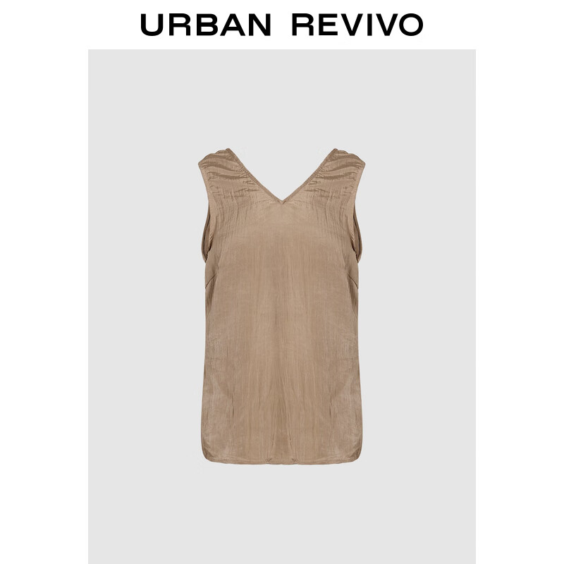 URBAN REVIVO UR2024秋季女装慵懒休闲松弛感V领无袖罩衫衬衫UWH240130 石色 XL 139元