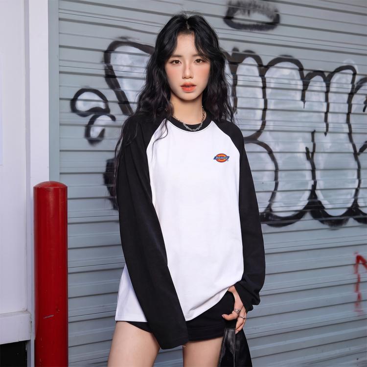 Dickies 美式简约插肩袖长袖T恤胸口小标刺绣撞色拼接休闲内搭衫26秋季 141元