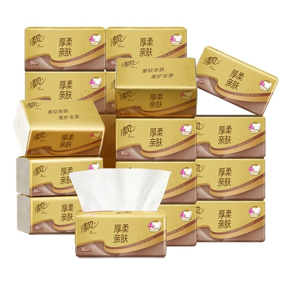88VIP: 清风 金装厚柔系列 4层M码 餐巾纸面巾纸 80抽*20包整箱 15.39元（12.17元20