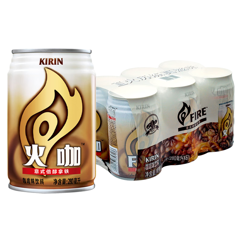 怡宝 KIRIN 怡宝 火咖意式倍醇咖啡饮料 280ml*6罐 1元